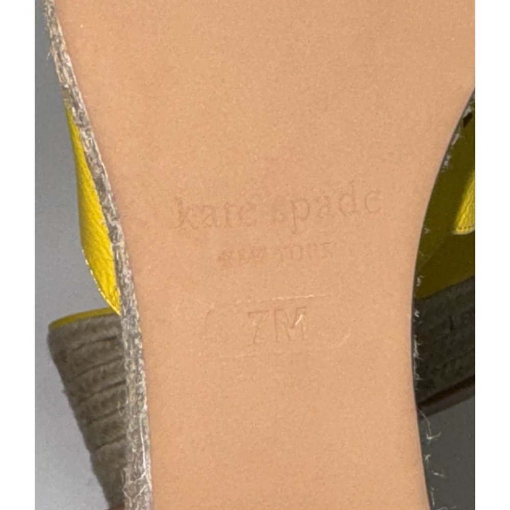 Kate Spade Women's Wedge Size 7 Mule Sandal Yellow Tenley Leather Espadrille - Picture 9 of 9